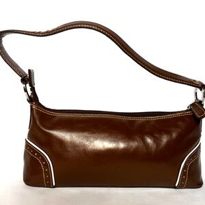 Tommy Hilfiger Brown Baguette Shoulder Bag Y2K 90s Minimalist Vintage Style